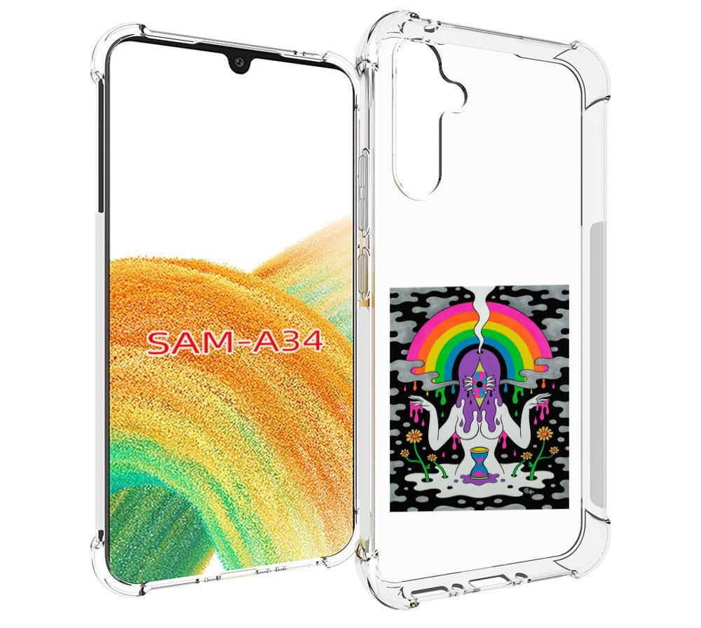 

Чехол MyPads девушка с радугой абстракция женский для Samsung Galaxy A34, Tocco
