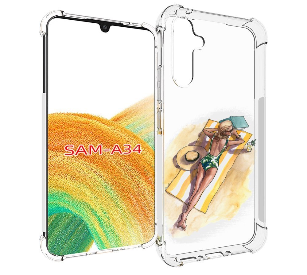 

Чехол MyPads девушка на пляже женский для Samsung Galaxy A34, Tocco