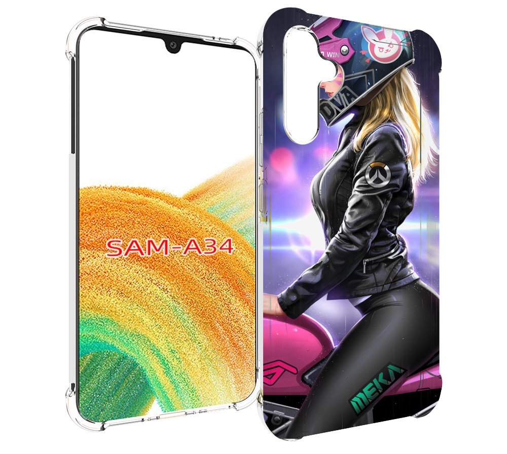 

Чехол MyPads девушка на мотоцикле неон женский для Samsung Galaxy A34, Tocco