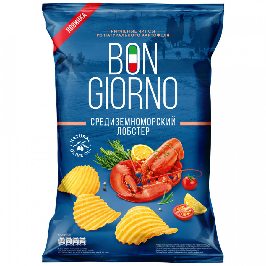 Чипсы Bon Giorno со вкусом Средиземноморский лобстер, 90 г