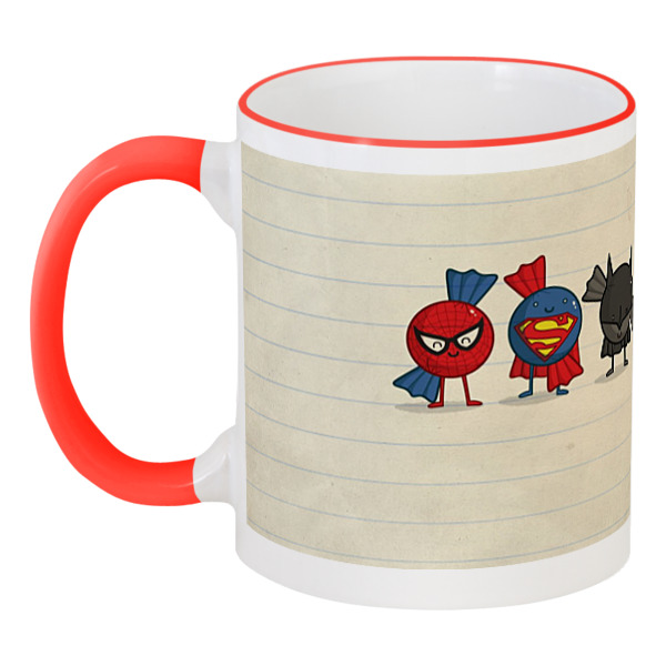 

Кружка Printio с цветной ручкой и ободком Супер-герои(super-heroes), Разноцветный