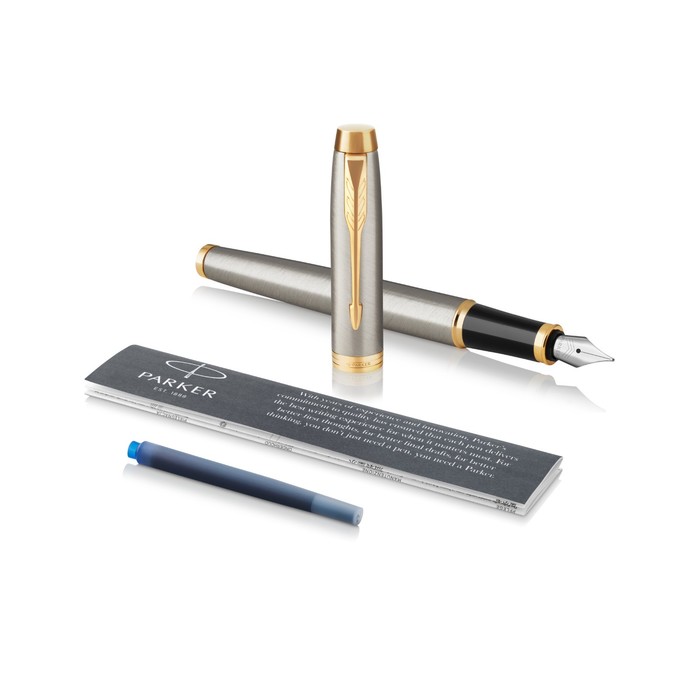 

Ручка перьевая PARKER IM CORE BRUSHED METAL GT, средняя 1.0мм, подар/уп 1931656