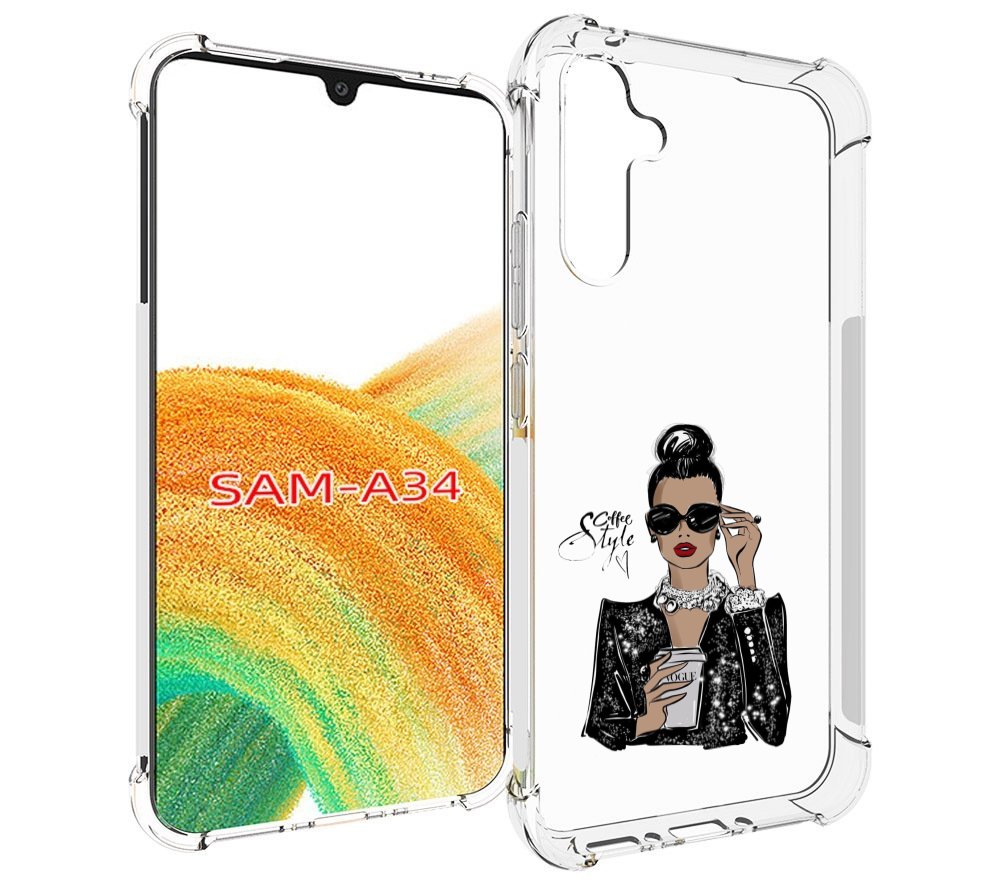 

Чехол MyPads девушка в черных очках в пиджаке для Samsung Galaxy A34, Tocco