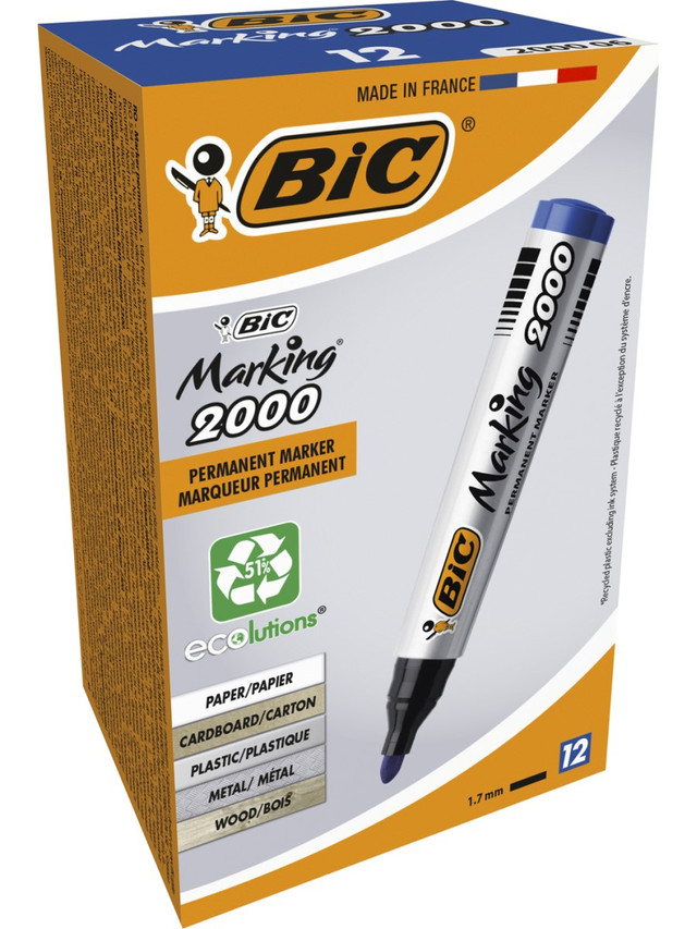 

Маркер перманентный BIC Marking 2000 Ecolutions Коробка x12 синий