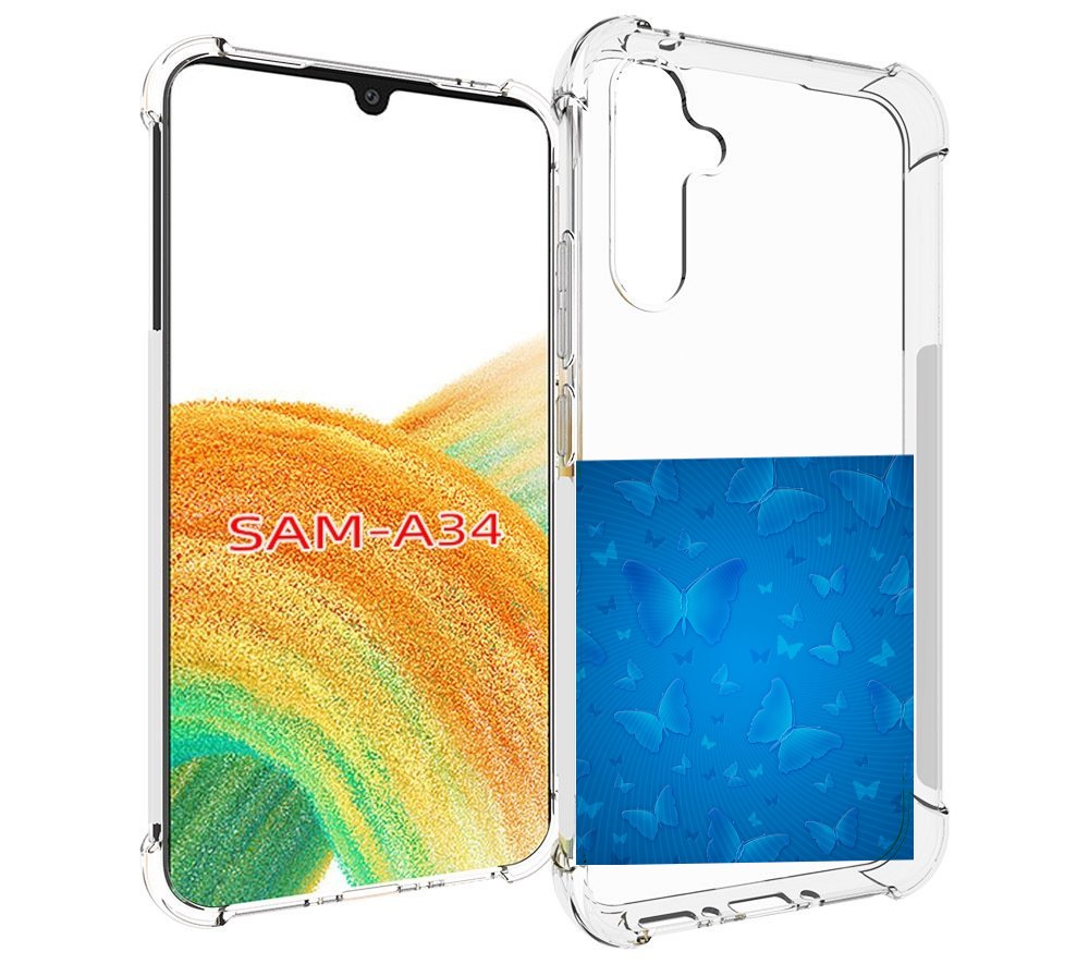

Чехол MyPads голубые-бабочки для Samsung Galaxy A34, Tocco