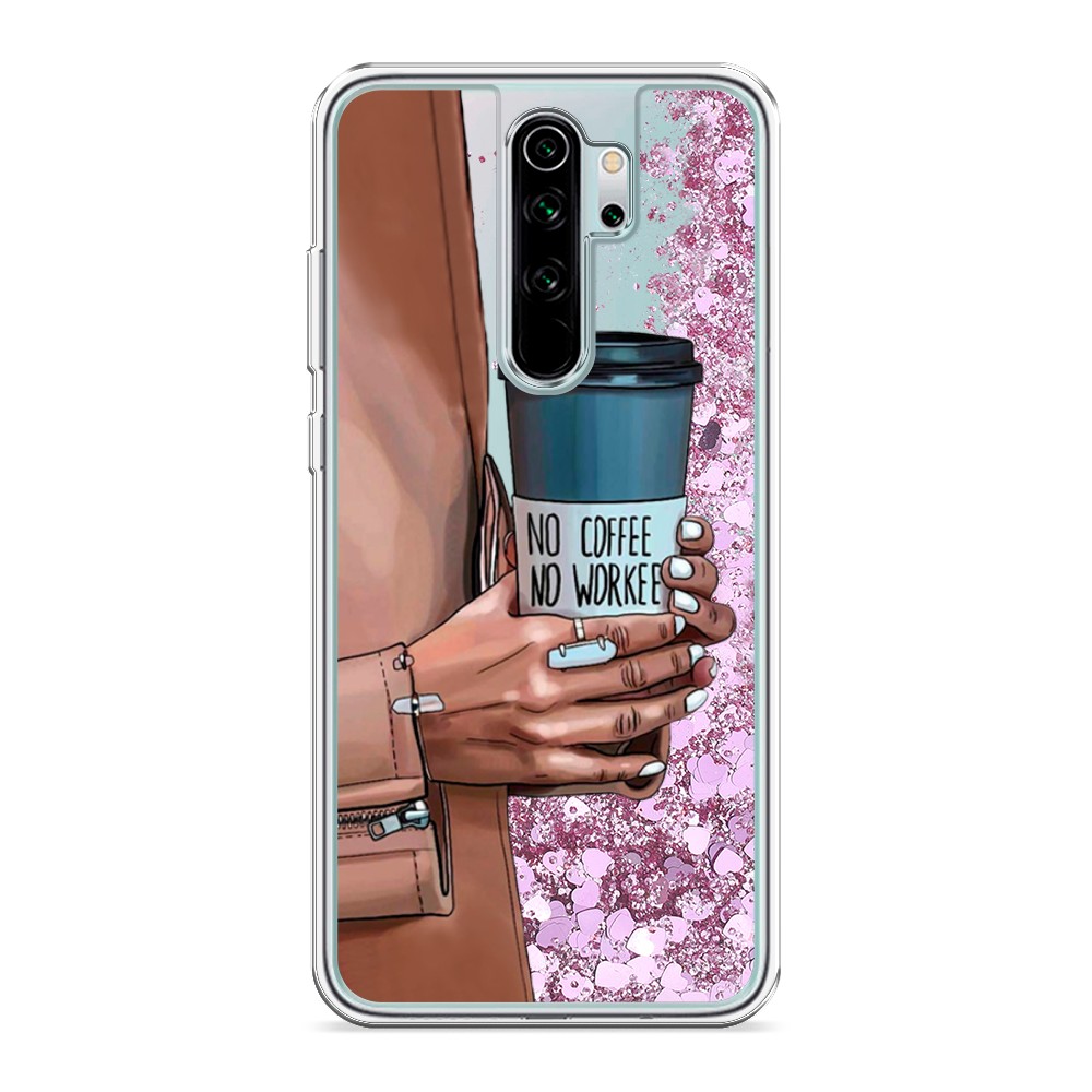 

Жидкий чехол с блестками "No coffee" на Xiaomi Redmi Note 8 Pro