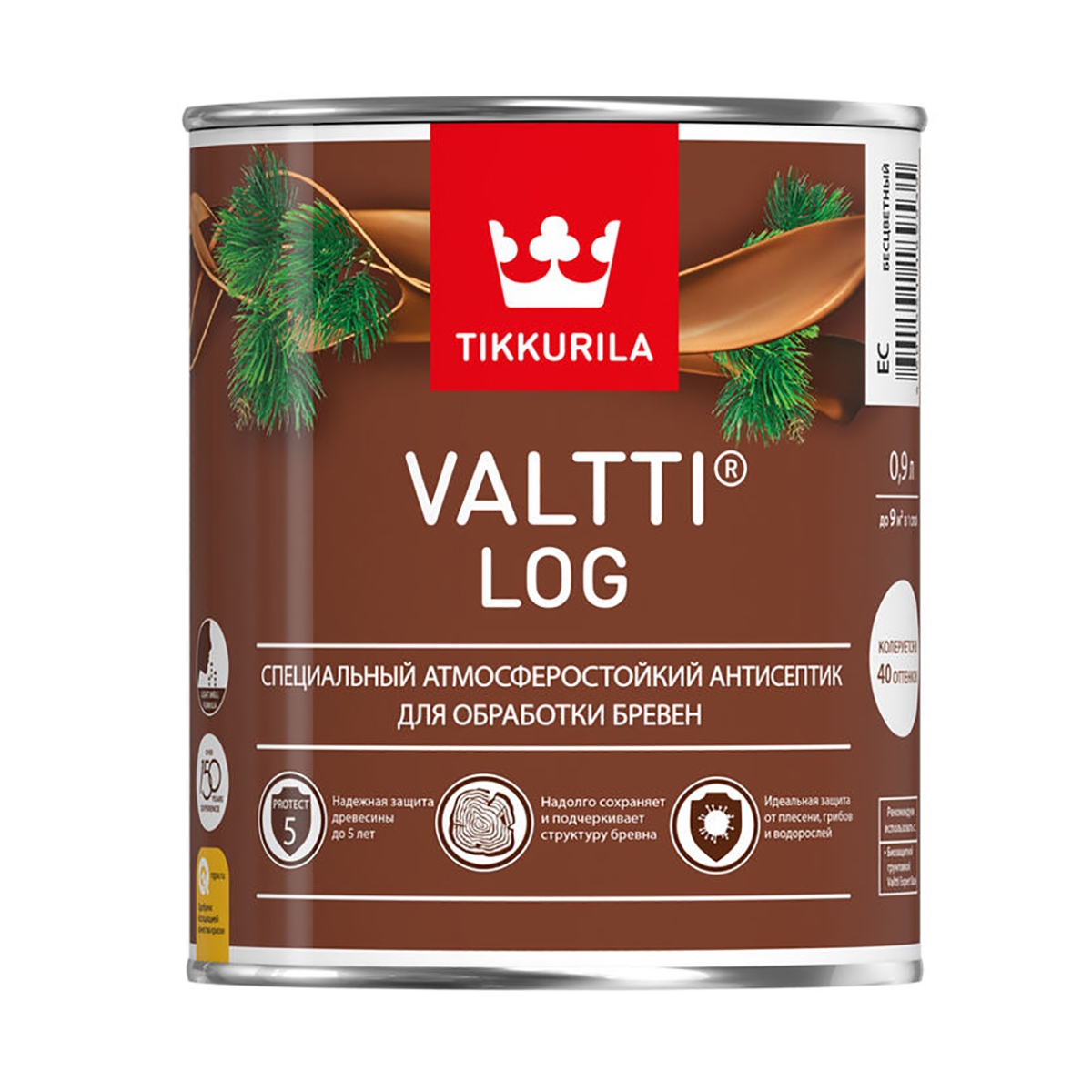 фото Валтти log тик 0,9 л антисептик для дерева tikkurila