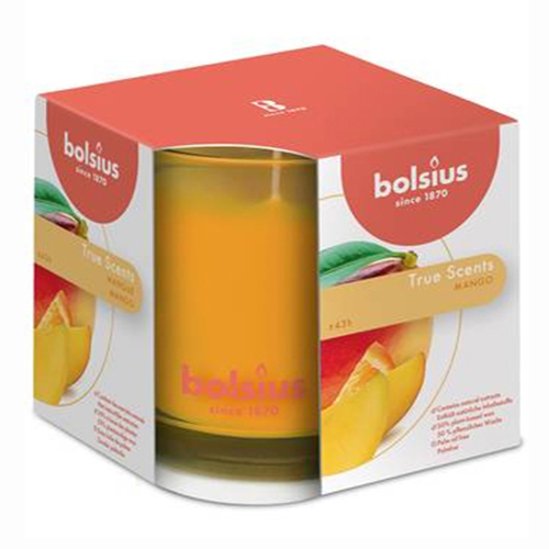 фото Свеча ароматическая в стакане bolsius true scents манго 9,5x9,5 см оранжевая