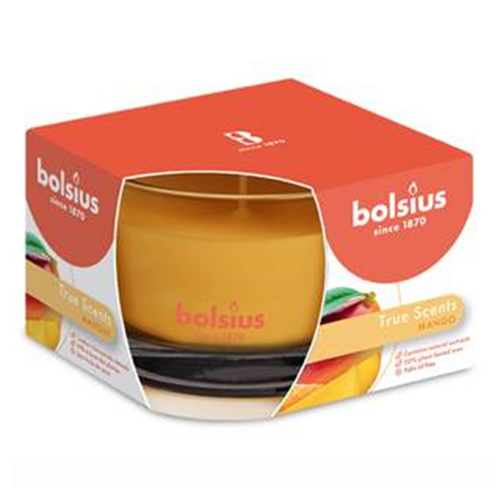 

Свеча ароматическая в стакане Bolsius True Scents Манго 6,5x9 см оранжевая