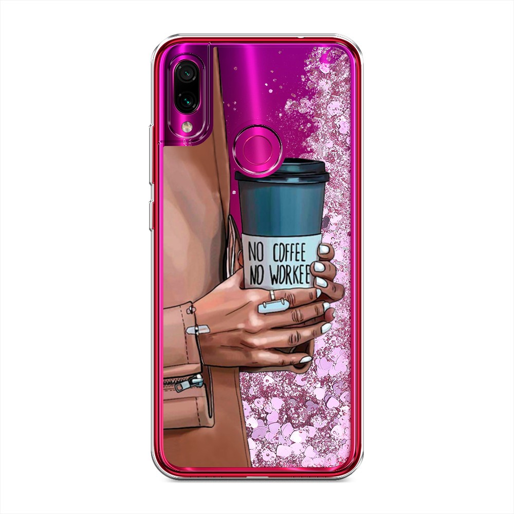 

Жидкий чехол с блестками "No coffee" на Xiaomi Redmi Note 7