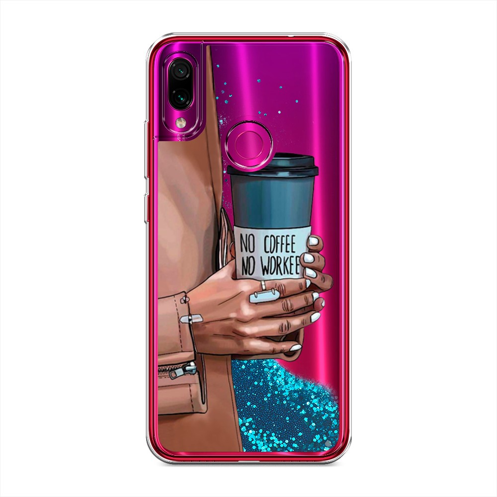 

Жидкий чехол с блестками "No coffee" на Xiaomi Redmi Note 7