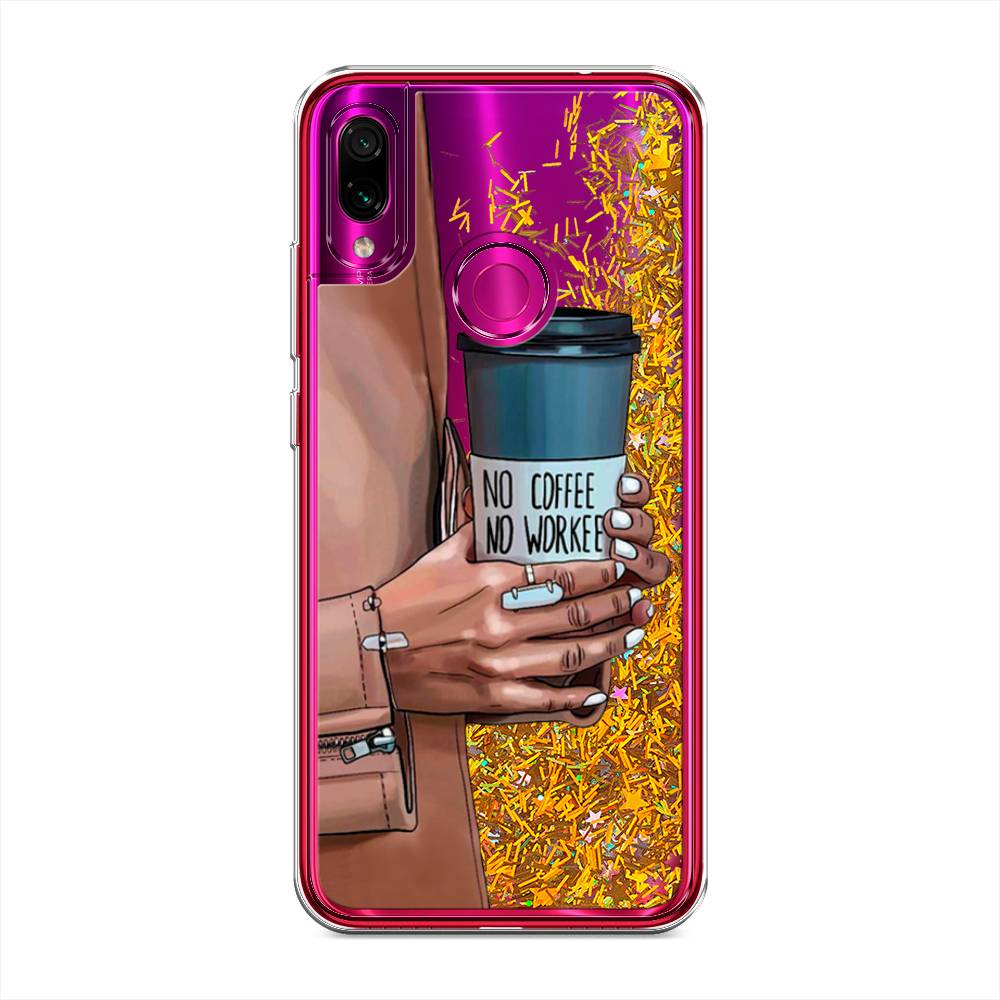 

Жидкий чехол с блестками "No coffee" на Xiaomi Redmi Note 7, 34790-1
