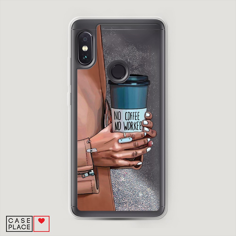 фото Жидкий чехол с блестками "no coffee" на xiaomi redmi note 5 awog