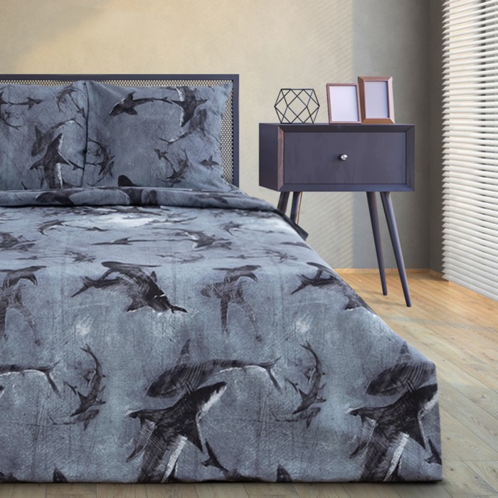 

Постельное белье Этель дуэт Shark 143x215 2 шт., 220x240 , 70x70 2 шт., бязь, Horror