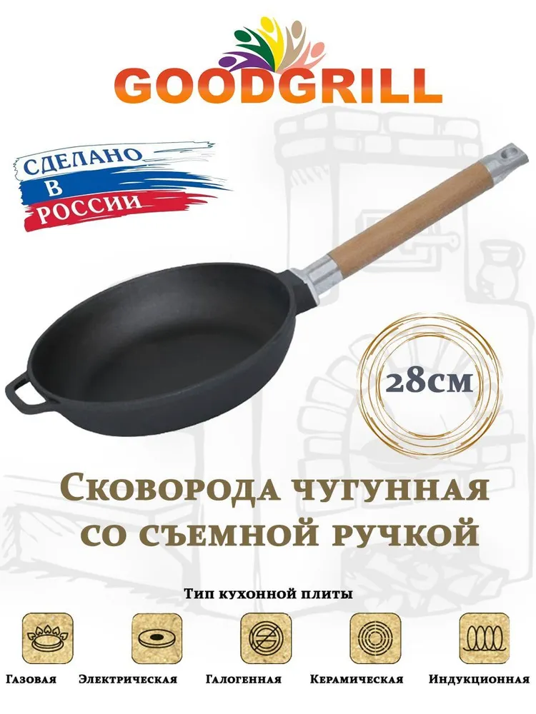 Сковорода GoodGrill 28 см со съемной ручкой