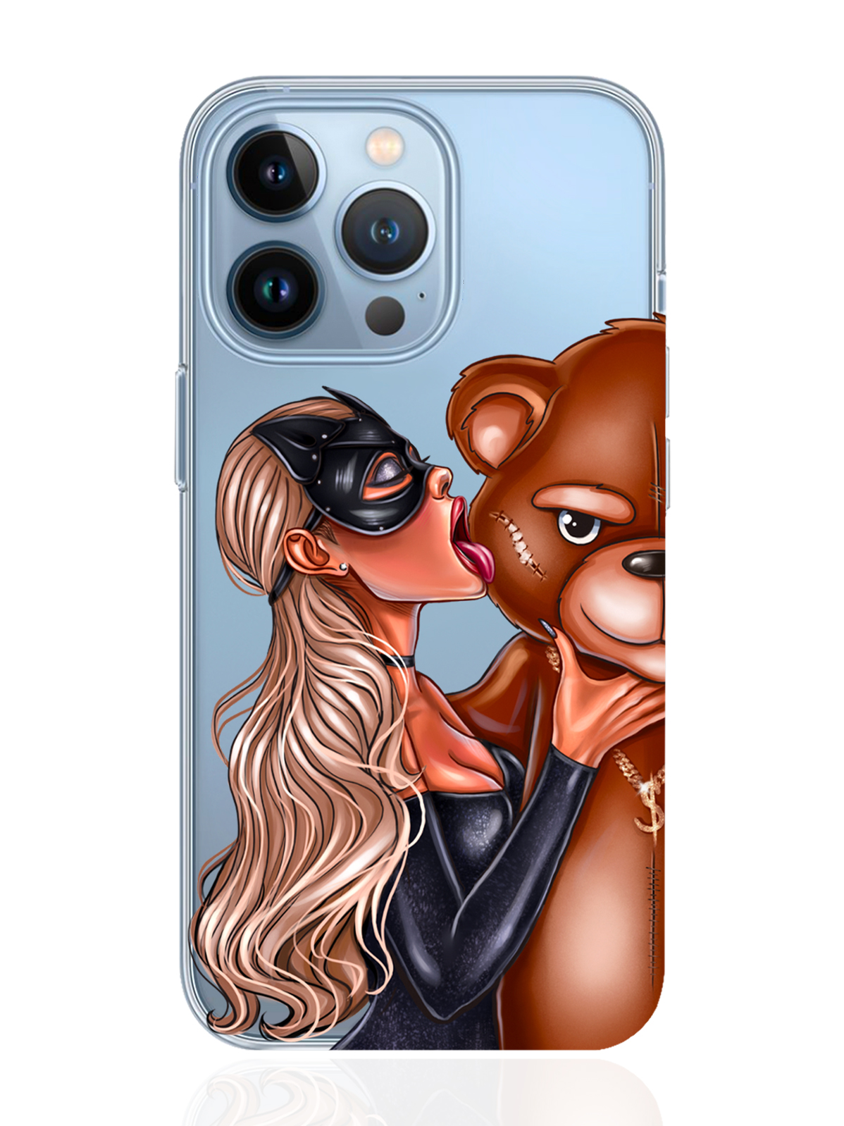 

Чехол MustHaveCase для iPhone 13 Pro Кошечка блондинка и мишка прозрачный, iPhone 13 Pro Кошечка блондинка и мишка