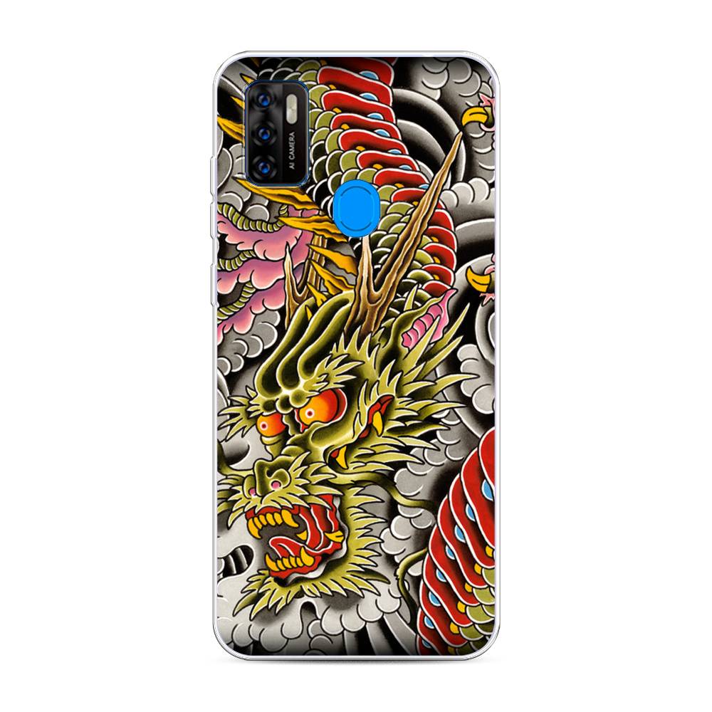 

Чехол на ZTE Blade A7s 2020 "Японский дракон", Желтый;розовый;красный, 133950-4