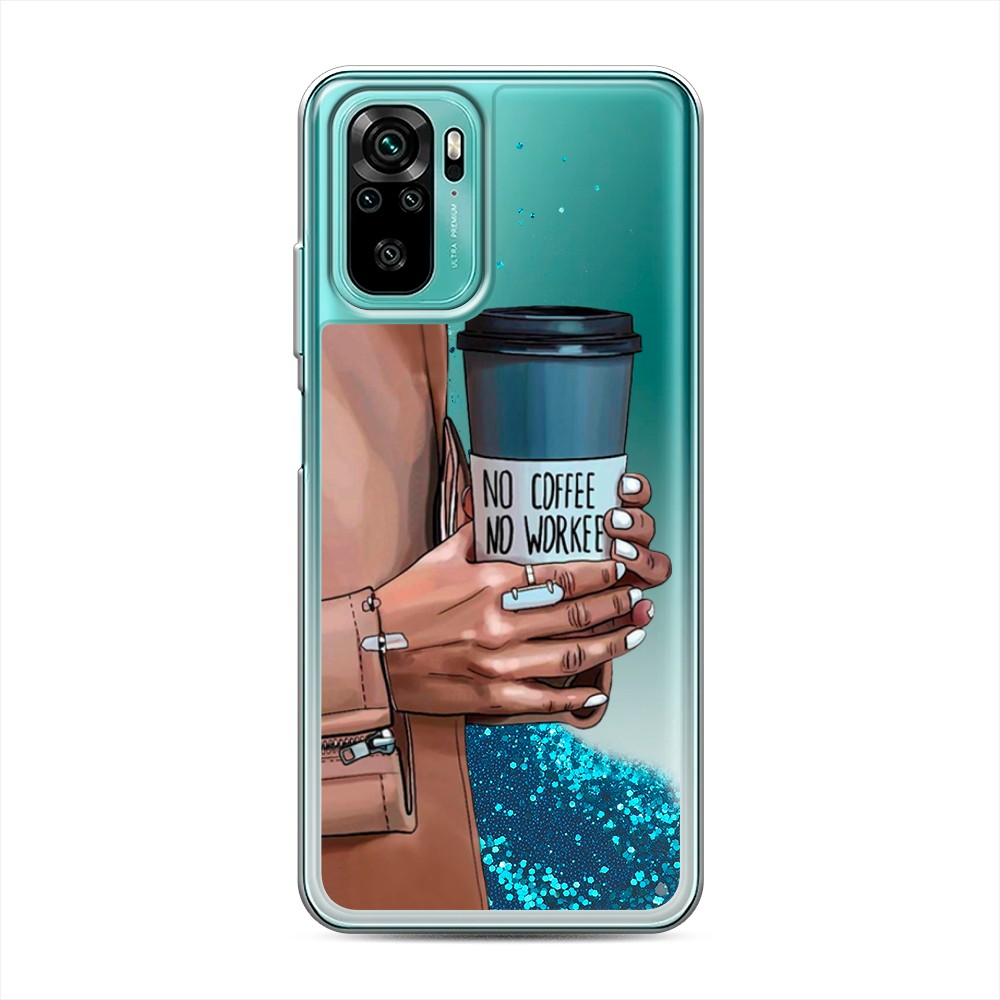 фото Жидкий чехол с блестками "no coffee" на xiaomi redmi note 10 awog