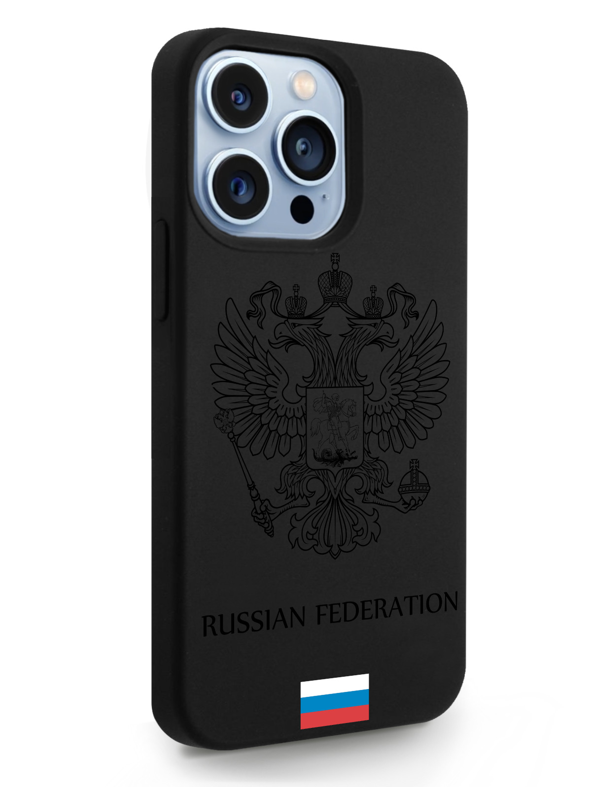 фото Чехол musthavecase для iphone 13 pro черный лаковый герб россия черный