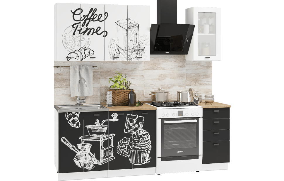 

Интерьер-центр Комплект кухни Чикаго Coffe Time 1,6 м №5 Шагрень белая coffe time/шагрень, НФ-00001999_000024889