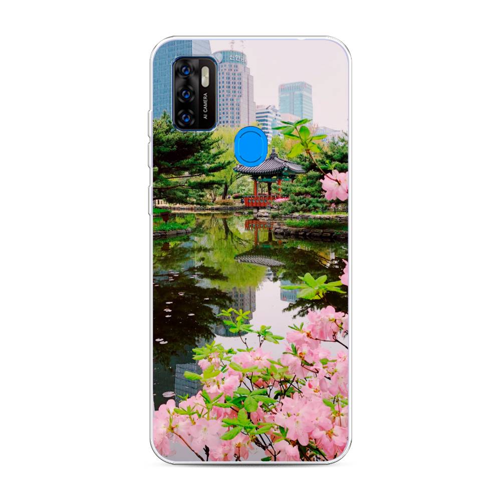 

Чехол на ZTE Blade A7s 2020 "Сакура возле озера", Зеленый;розовый;голубой, 133950-2