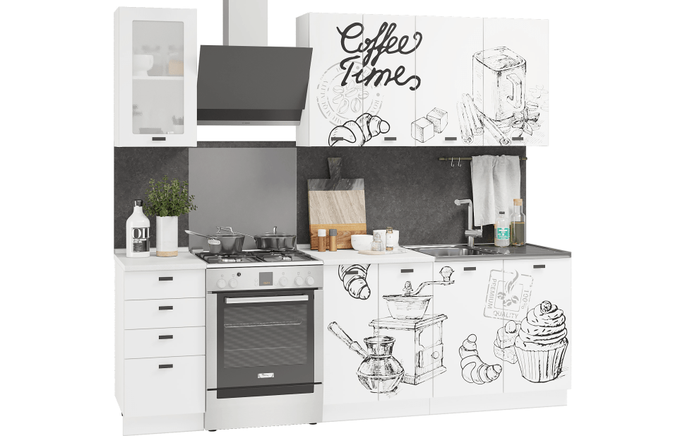 

Интерьер-центр Комплект кухни Чикаго Coffe Time 1,8 м №4 Шагрень белая coffe time/шагрень, НФ-00002009_000024902
