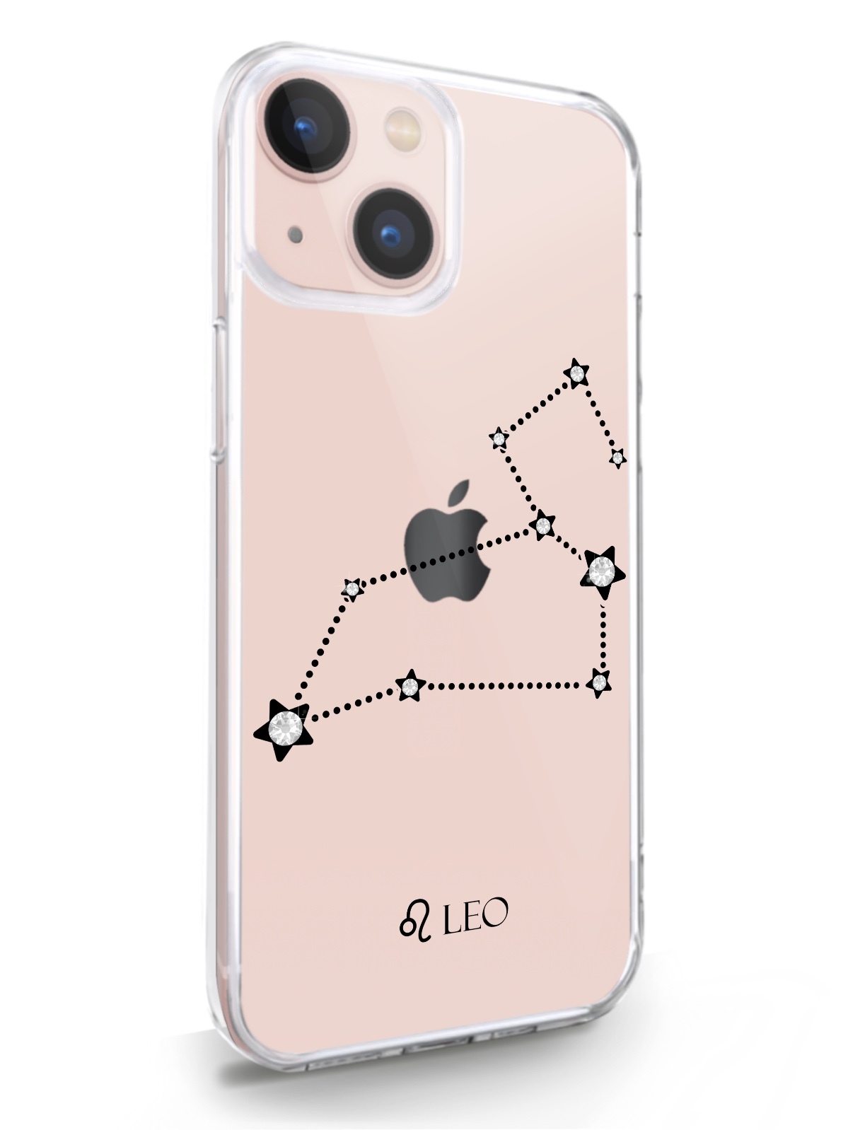 фото Чехол musthavecase для iphone 13 mini знак зодиака лев черный прозрачный