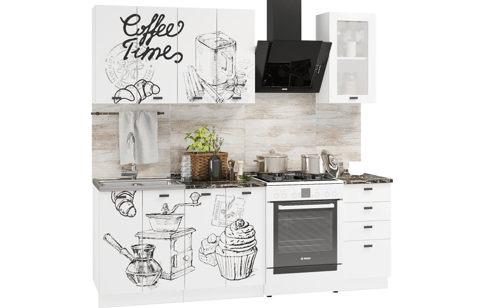 

Интерьер-центр Комплект кухни Чикаго Coffe Time 1,6 м №4 Шагрень белая coffe time/шагрень, НФ-00001998_000024888