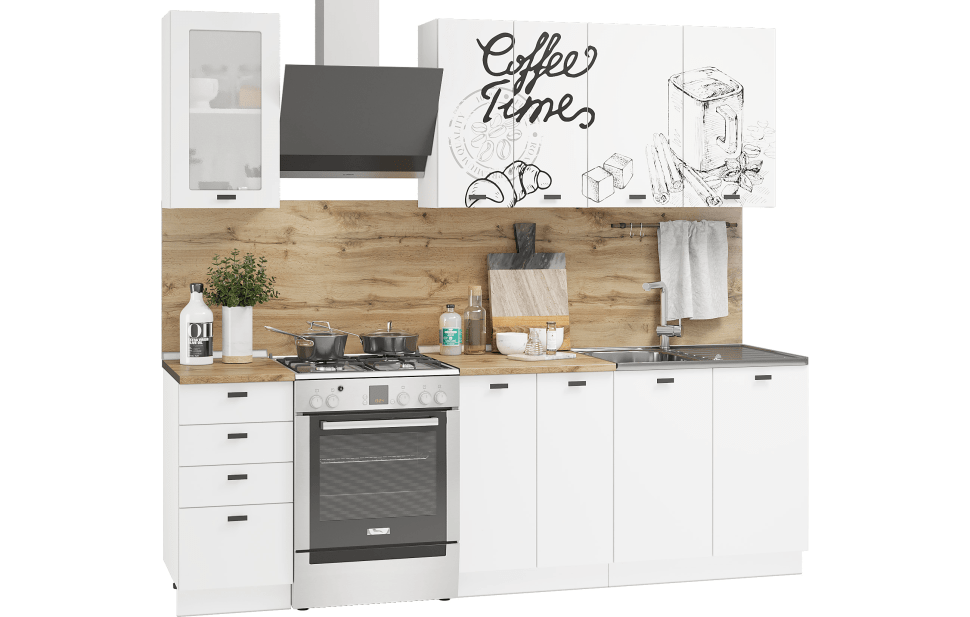 

Интерьер-центр Комплект кухни Чикаго Coffe Time 1,8 м №6 Шагрень белая coffe time/шагрень, НФ-00002011_000024904