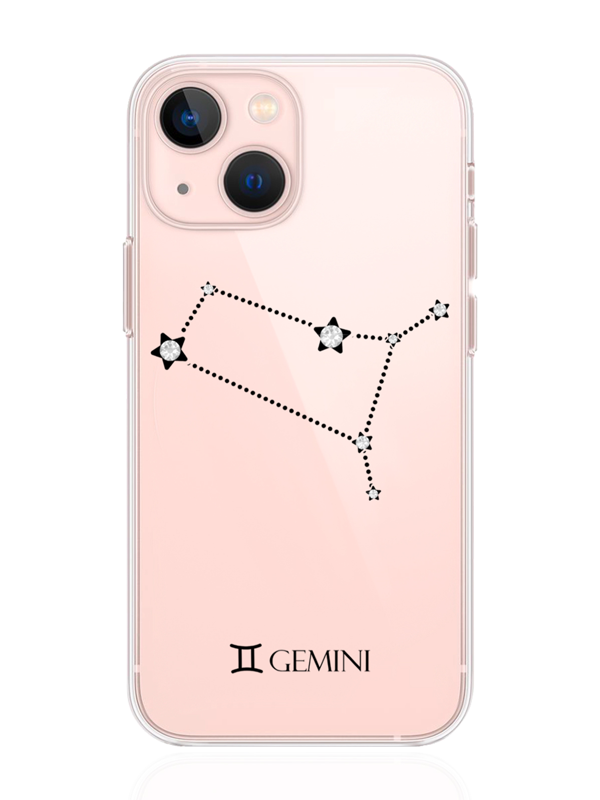 фото Чехол с инкрустацией кристаллами lux для iphone 13 mini близнецы gemini musthavecase