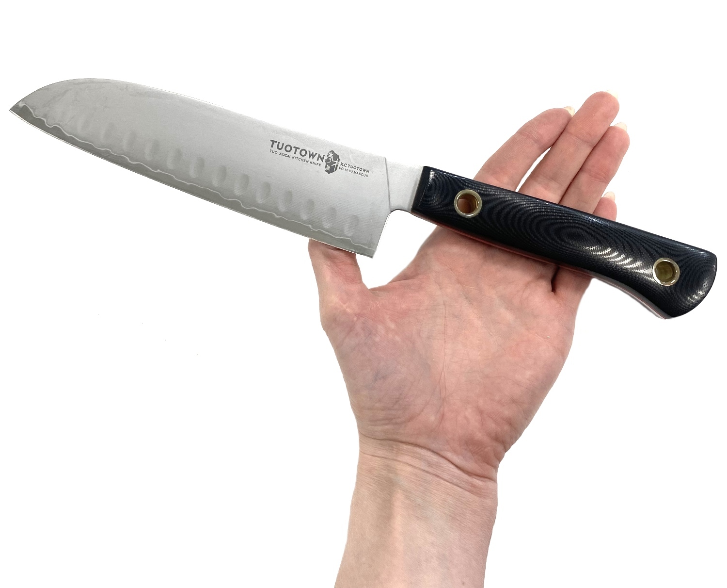 

Кухонный нож TuoTown Сантоку XiuCai Santoku 23,5 см, сталь VG-10, Aus-8, рукоять G10, 129008