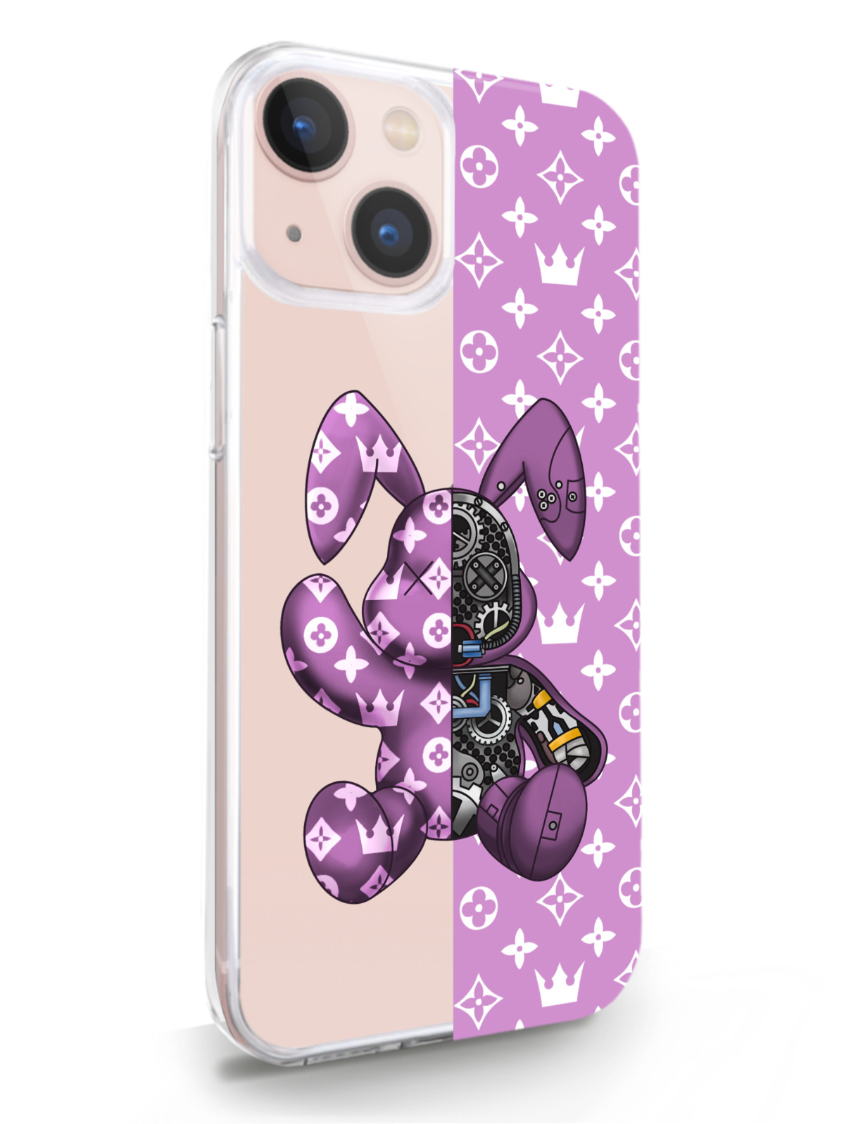 фото Чехол musthavecase для iphone 13 mini bunny розовый прозрачный