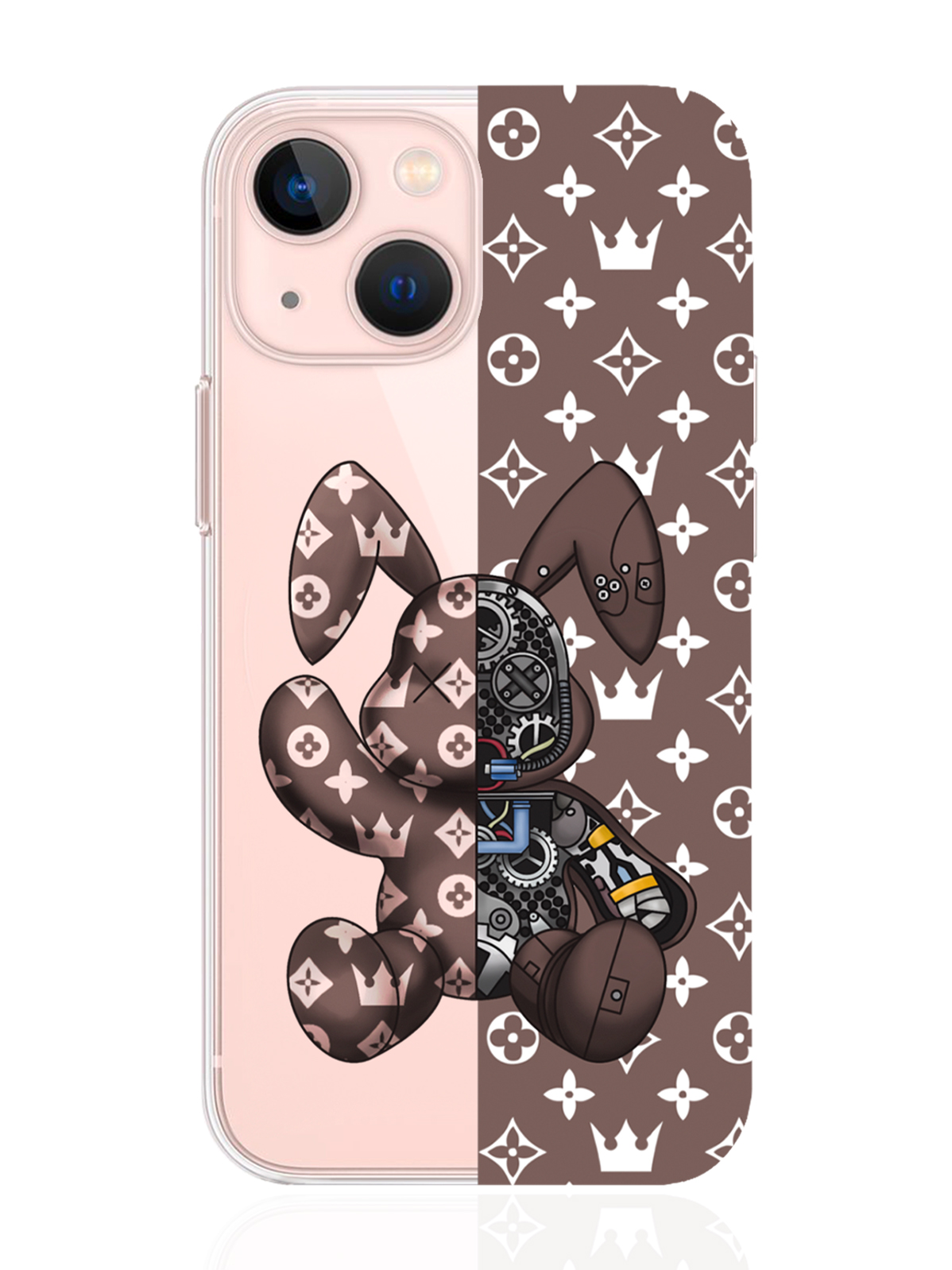 фото Чехол musthavecase для iphone 13 mini bunny коричневый прозрачный