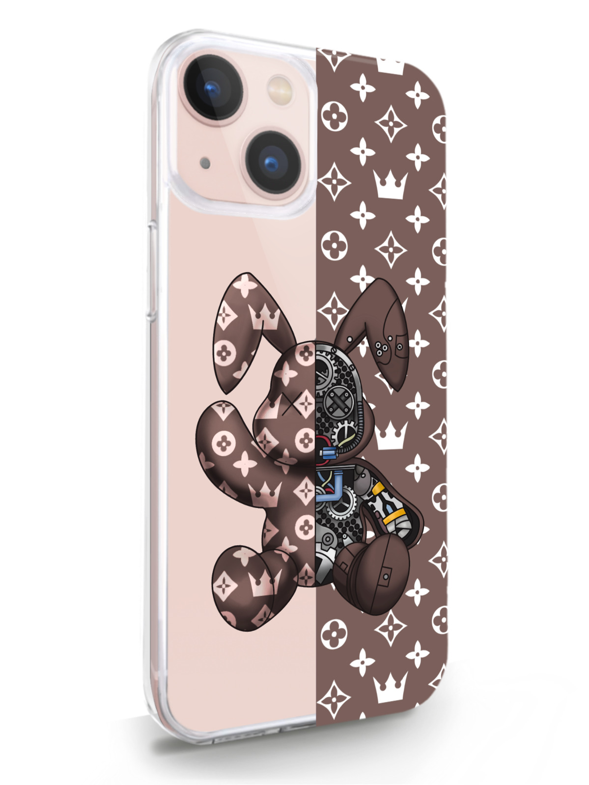 фото Чехол musthavecase для iphone 13 mini bunny коричневый прозрачный