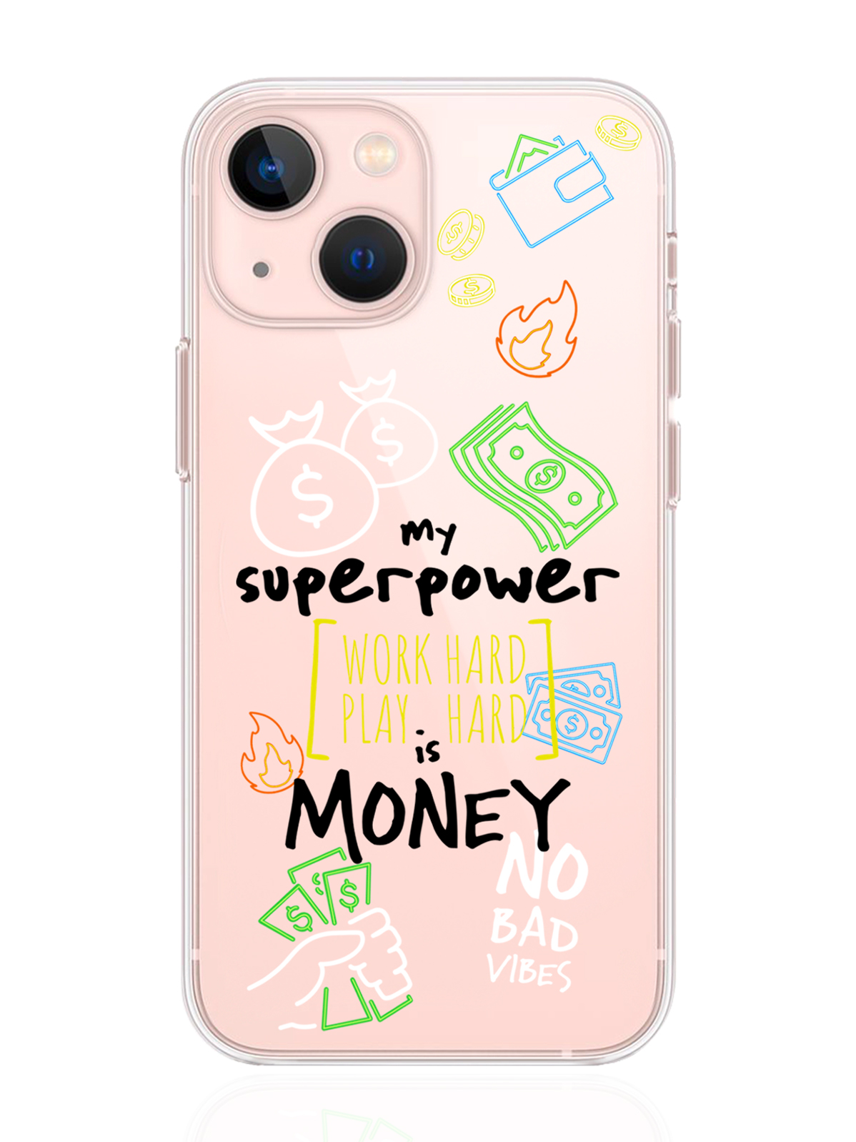 

Чехол MustHaveCase для iPhone 13 Mini My Superpower is Money прозрачный, iPhone 13 Mini My Superpower is Money