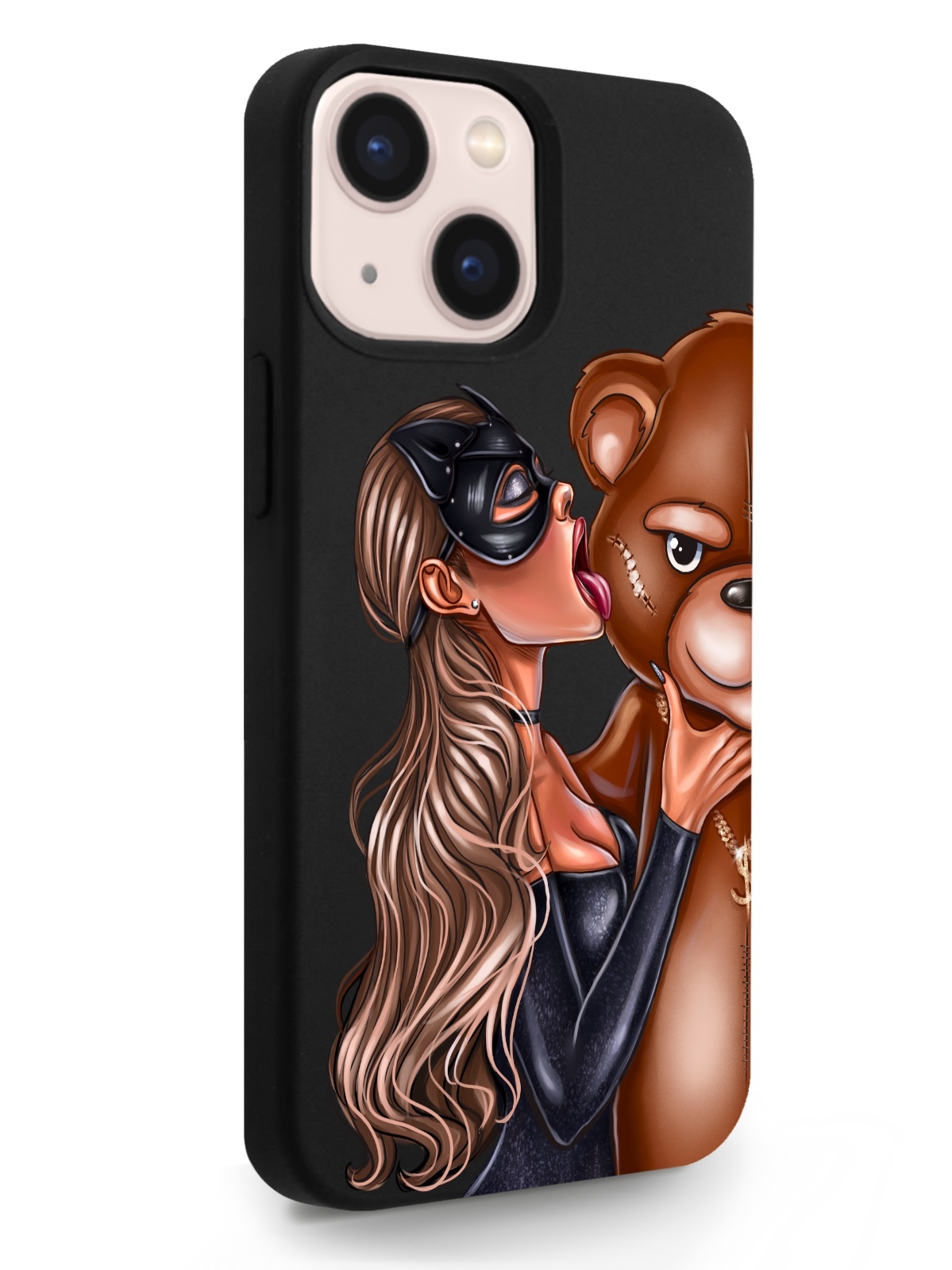 фото Чехол musthavecase для iphone 13 mini кошечка и мишка черный