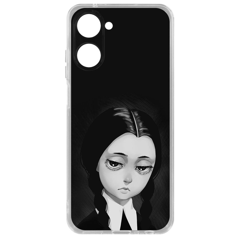 

Чехол Уэнсдей Аддамс - Рисованная Уэнсдей для Realme 10 4G, Прозрачный