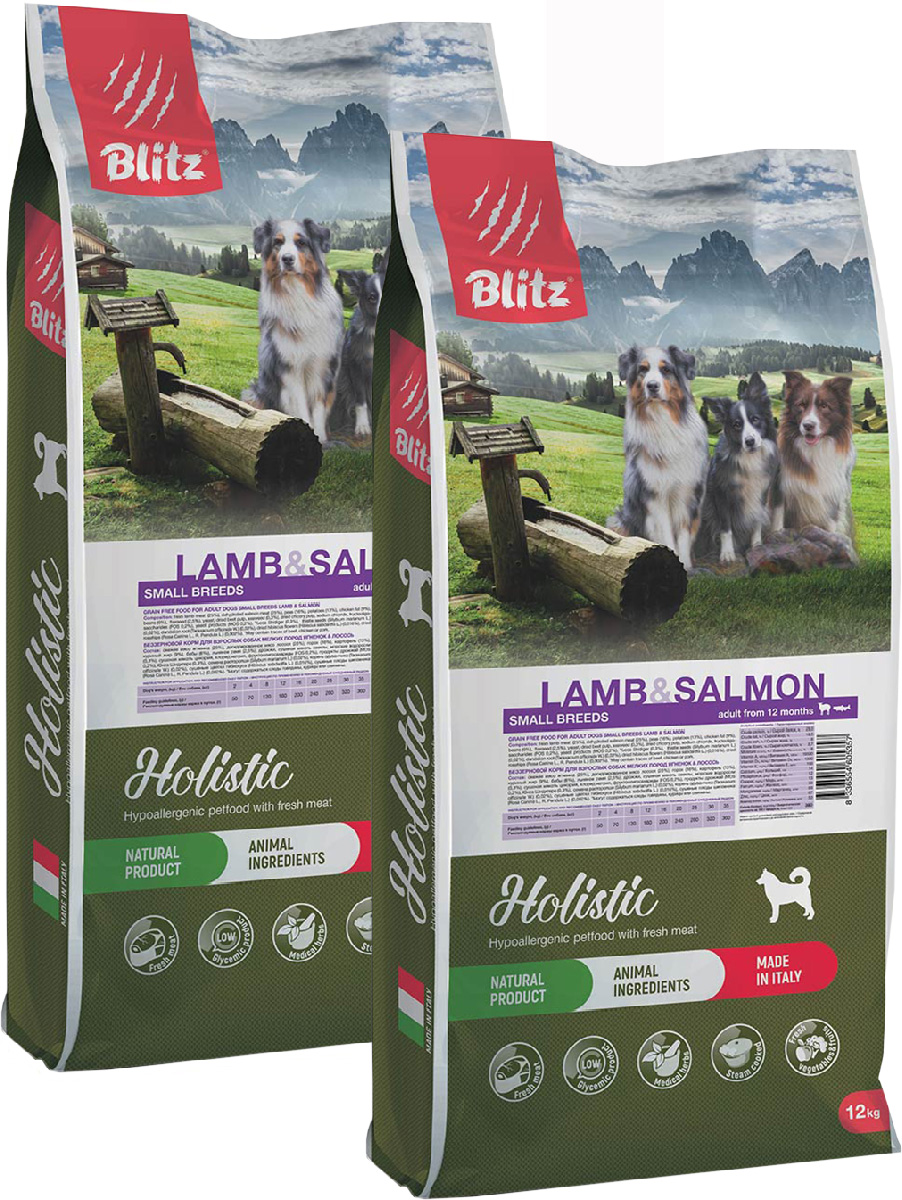 

BLITZ BLITZ HOLISTIC GRAIN FREE ADULT SMALL BREEDS LAMB & SALMON беззерновой для взрослых