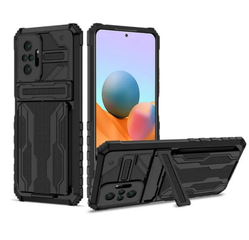 

Противоударный чехол-подставка Blackout для Xiaomi Redmi Note 10 Pro (Max) с отделением, Черный