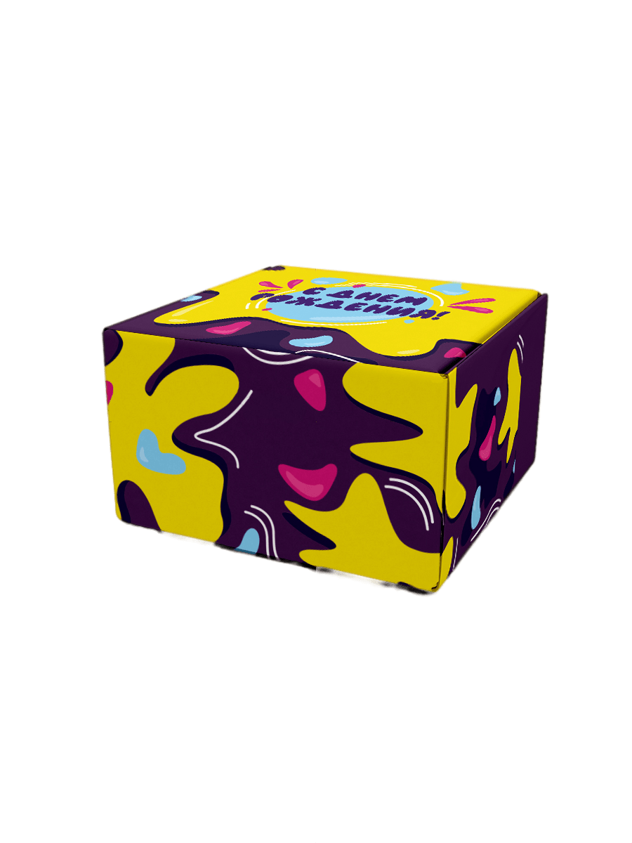 Подарочная коробка с конфетти HitMix. Вау коробка boxpurple_yellow