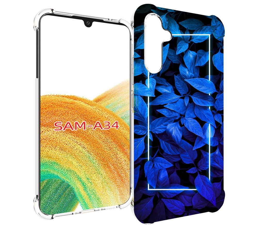 

Чехол MyPads голубые цветочки неон для Samsung Galaxy A34, Tocco