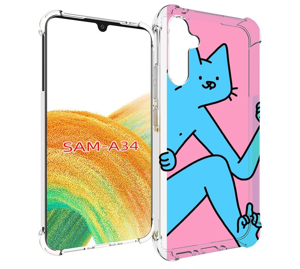 

Чехол MyPads голубой кот в дверце для Samsung Galaxy A34, Tocco