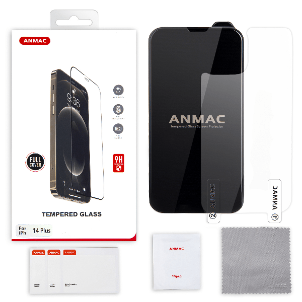 

Защитное стекло Anmac для Iphone 14 Plus Full Cover Черное + Пленка Назад, Защитное стекло ANMAC для iPhone 14 Plus Full Cover черное + пленка назад