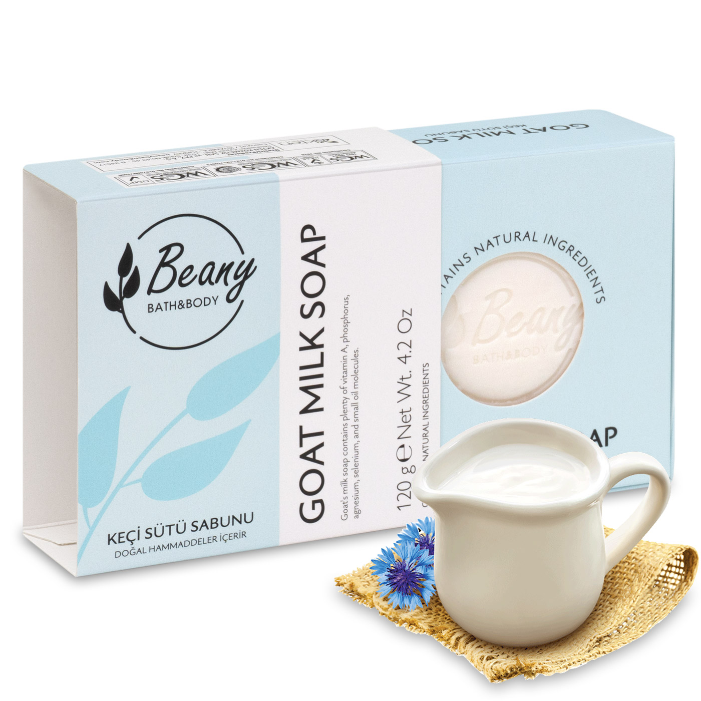 Мыло Beany твердое натуральное турецкое Goat's Milk Soap с козьим молоком cosmolive мыло натуральное с козьим молоком goat milk natural soap 125 0