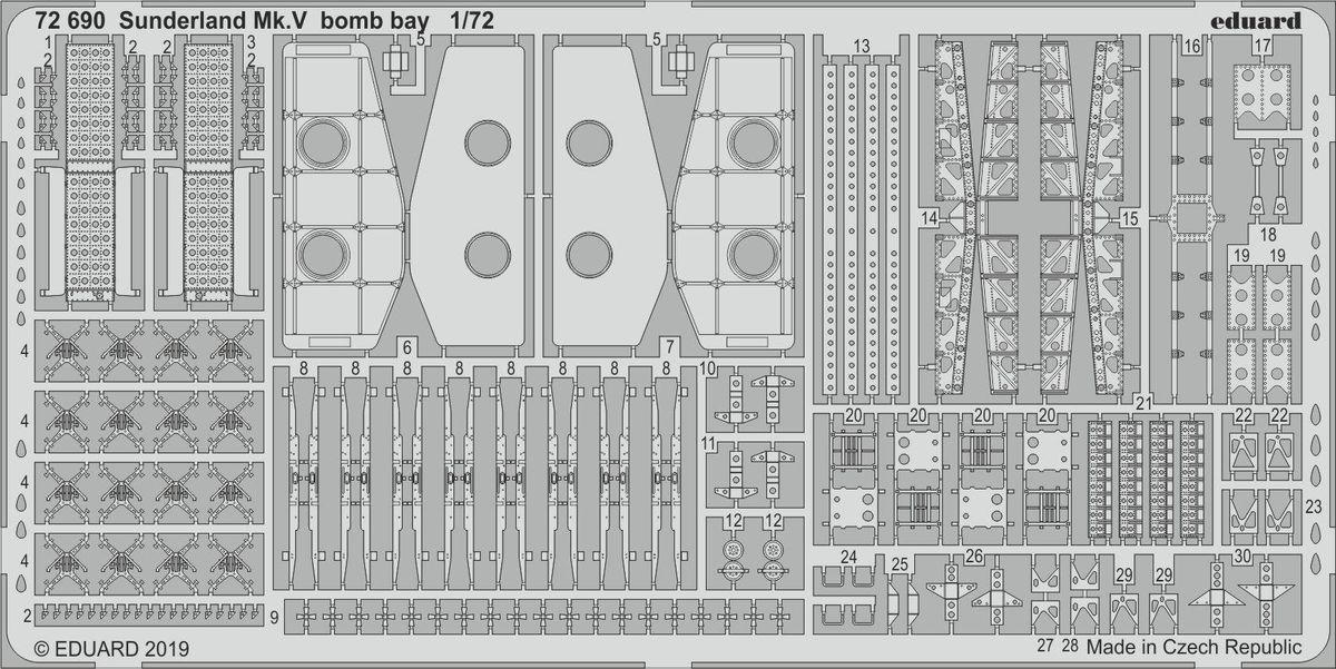 

Фототравление Eduard 72690 Sunderland Mk V бомболюк 1/72, Однотонный