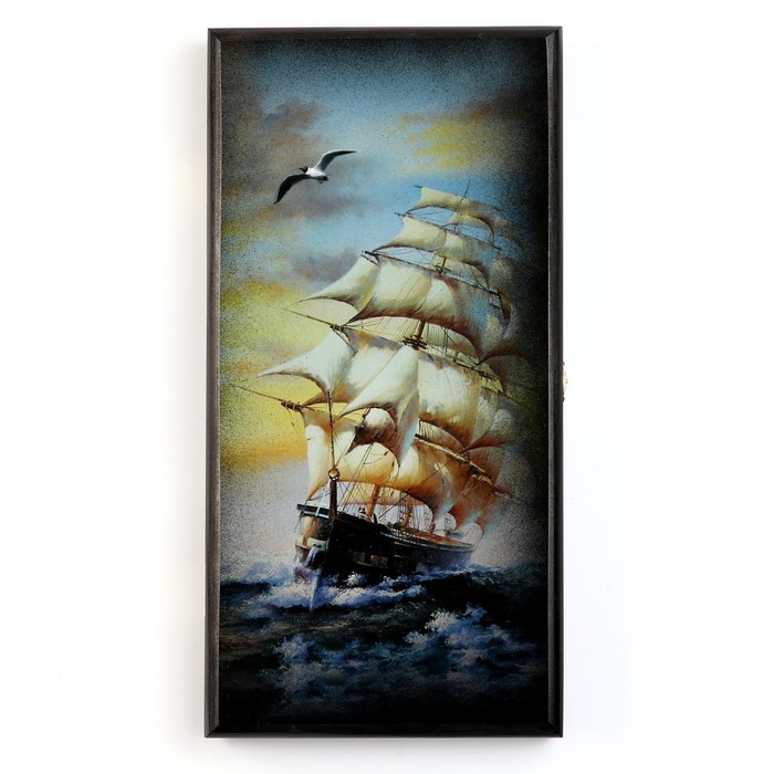 

Нарды Морские, деревянная доска 40 x 40 см, с полем для игры в шашки