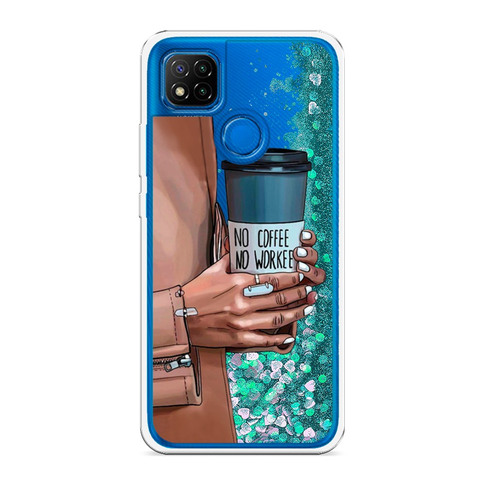 

Жидкий чехол с блестками "No coffee" на Xiaomi Redmi 9C