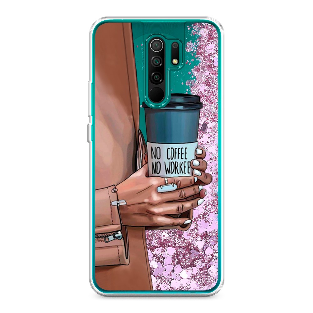 

Жидкий чехол с блестками "No coffee" на Xiaomi Redmi 9, 38394-1