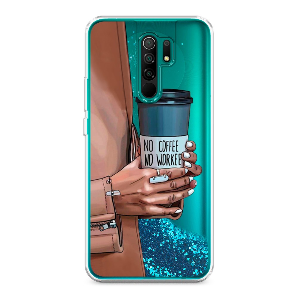 

Жидкий чехол с блестками "No coffee" на Xiaomi Redmi 9, 38393-1