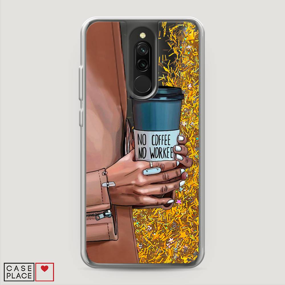 

Жидкий чехол с блестками "No coffee" на Xiaomi Redmi 8, 37190-1